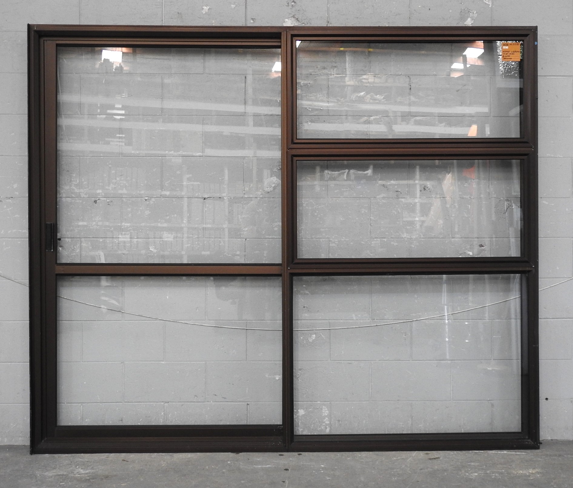 Bronze Aluminium Sliding Door With Two Awning Windows