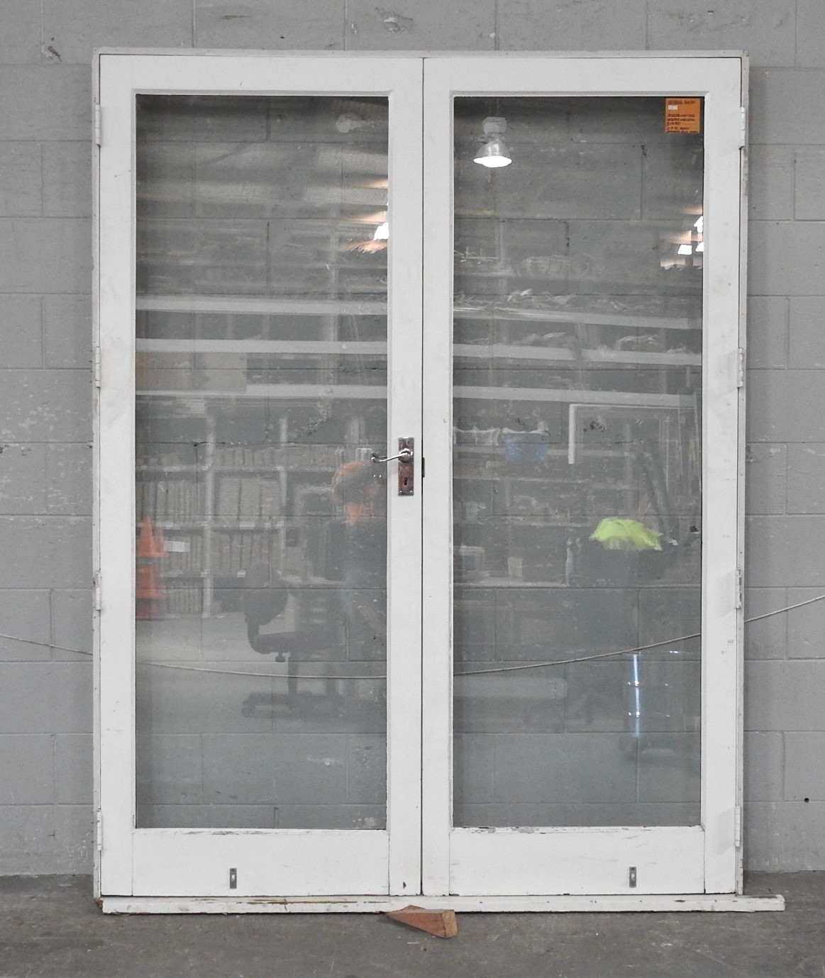 Wooden French Doors Hung In Frame