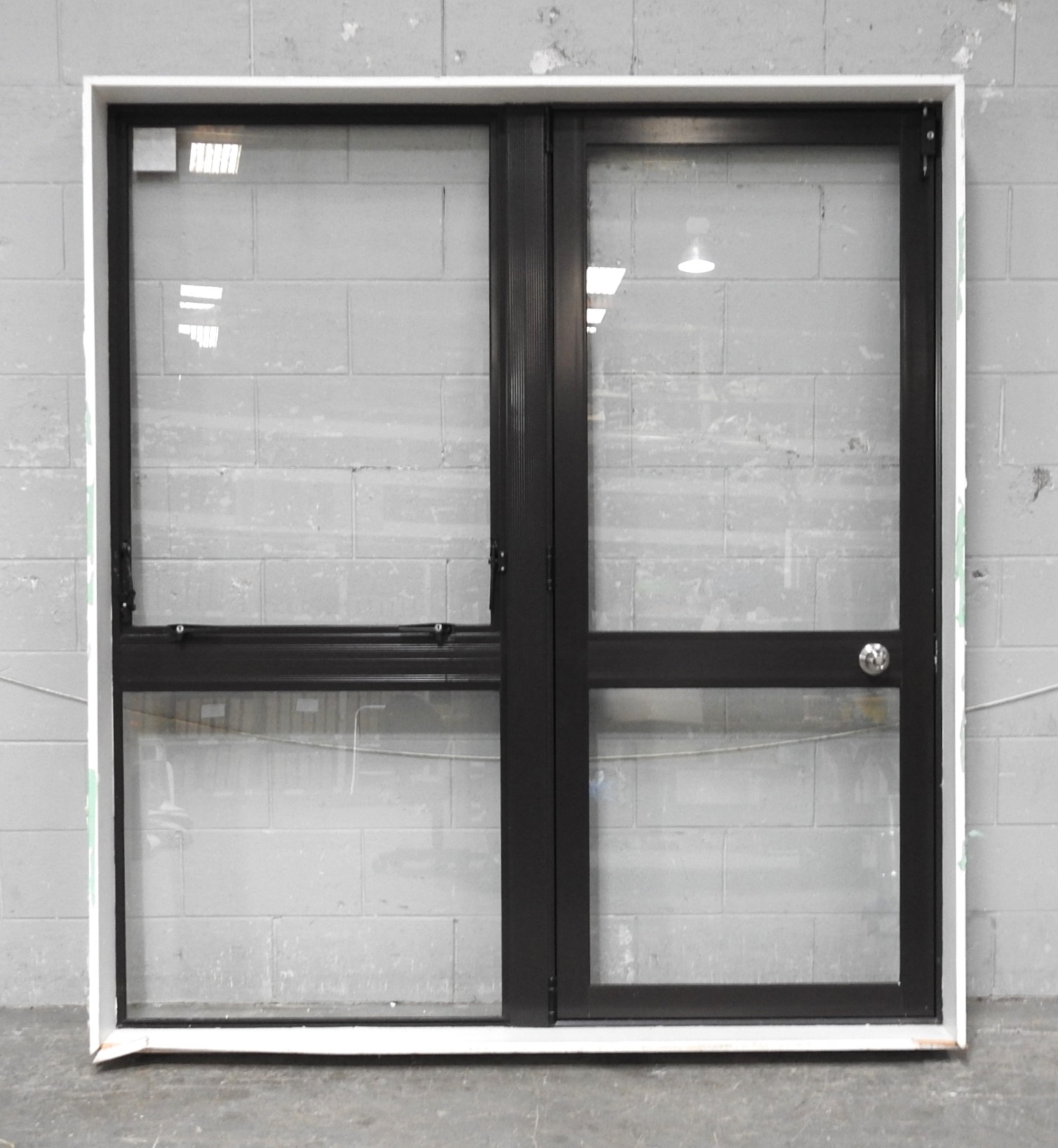 Brown Aluminium Door With Awning Window Sidelight