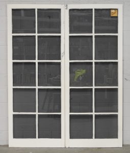 Wooden French 10 light doors with tinted glass - unhung