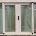 Cream aluminium double glazed twin sliding window