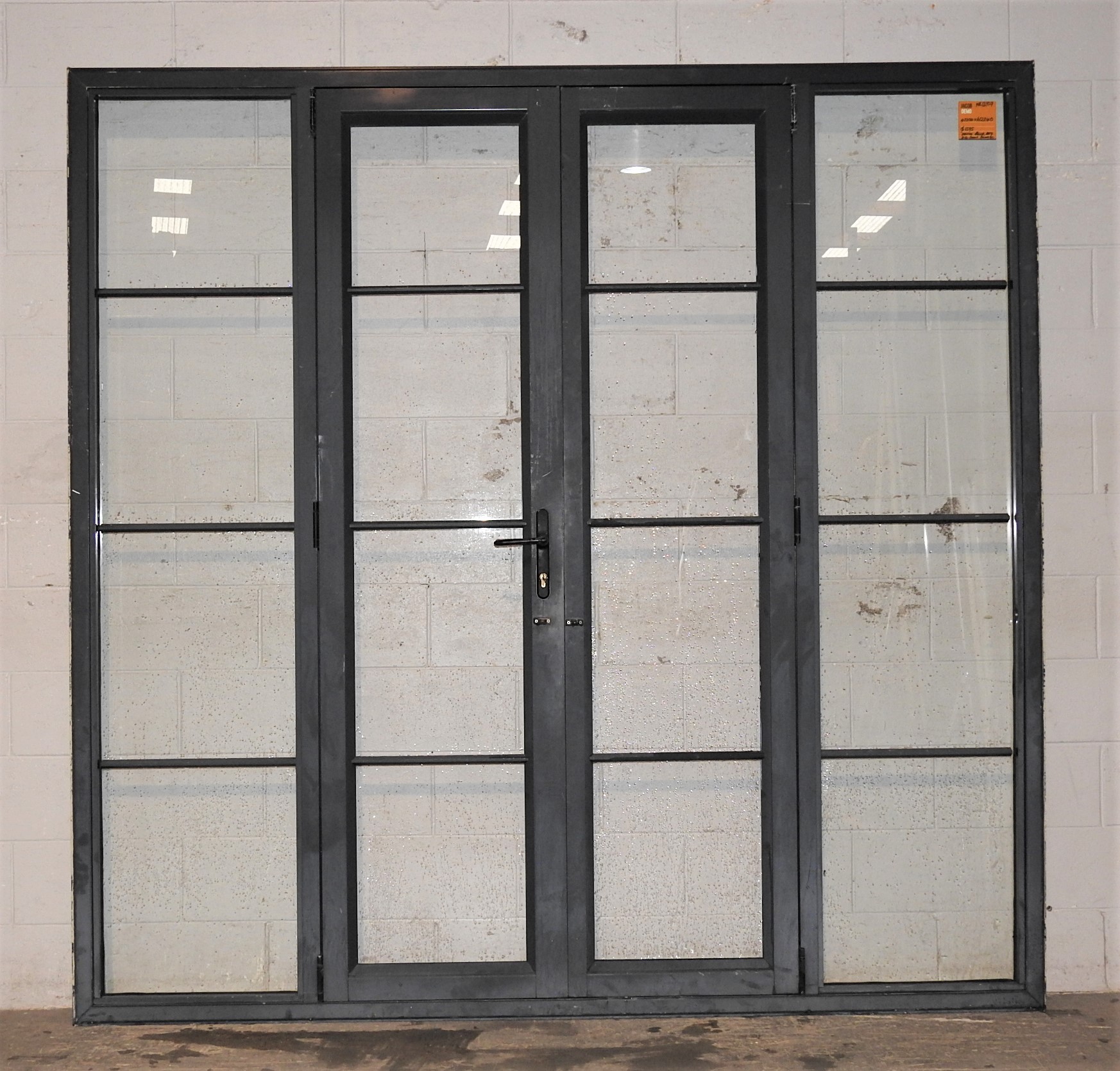 Denim Blue Aluminium French Doors With Sidelights