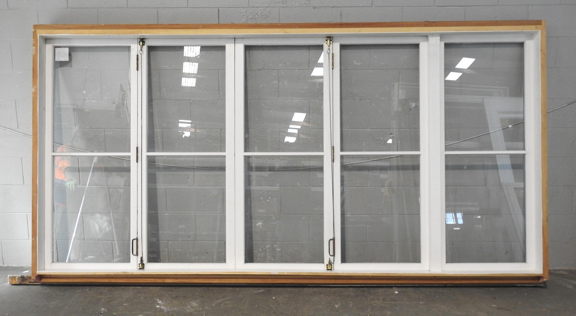 Large Wooden Bi-Fold Window With 2 Light Sashes