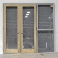 Denim Blue Aluminium Frame With Cedar French Doors