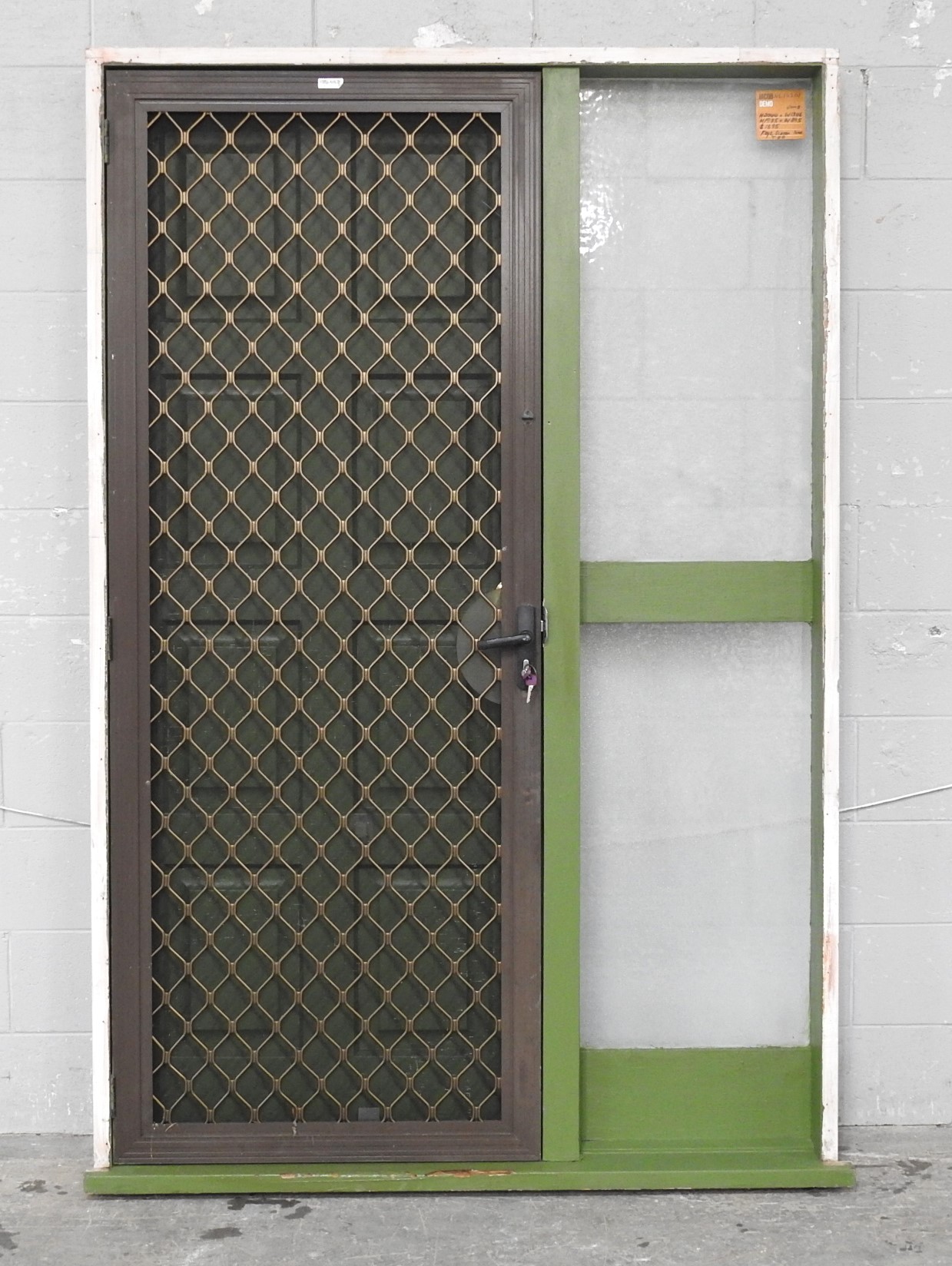 Wooden 8-Panel Entrance Door With Sidelight & Security Door