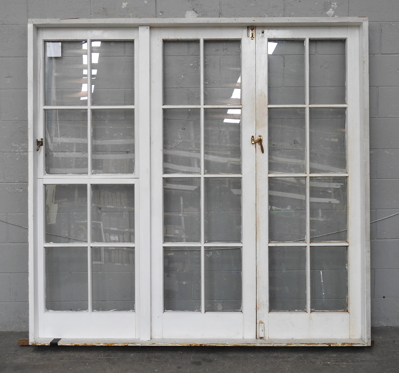 Wooden Colonial Style 8-Light French Doors With Sidelight