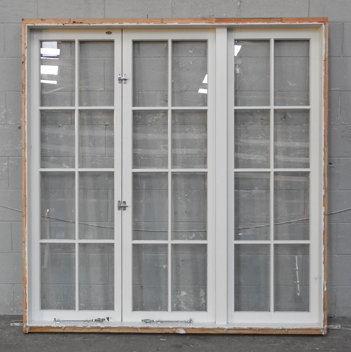 Tall Wooden Colonial Style French Windows With Sidelight