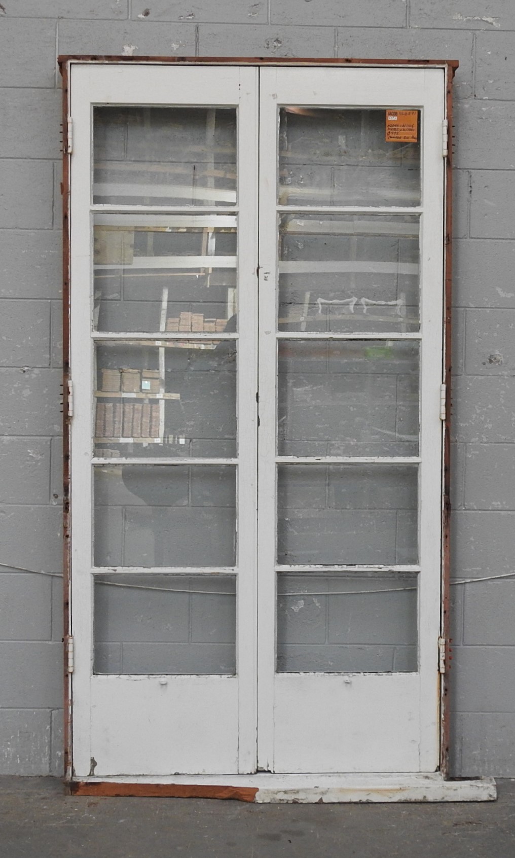 Wooden 5-Light French Doors Hung in Frame