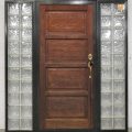 Karaka green Aluminium frame door with glass block sidelights