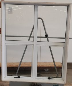 White aluminium twin awning window