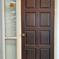 Cream aluminium frame with Cedar door & sidelight