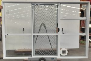 White aluminium sliding door with security screen door