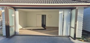 Brown Double-Glazed Six-Pane Bi-Fold Door