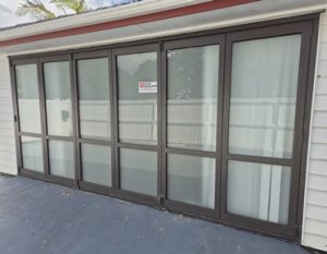 Brown Double-Glazed Six-Pane Bi-Fold Door
