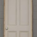 Wooden 4 Panel Villa Style Interior Door Hung in Frame