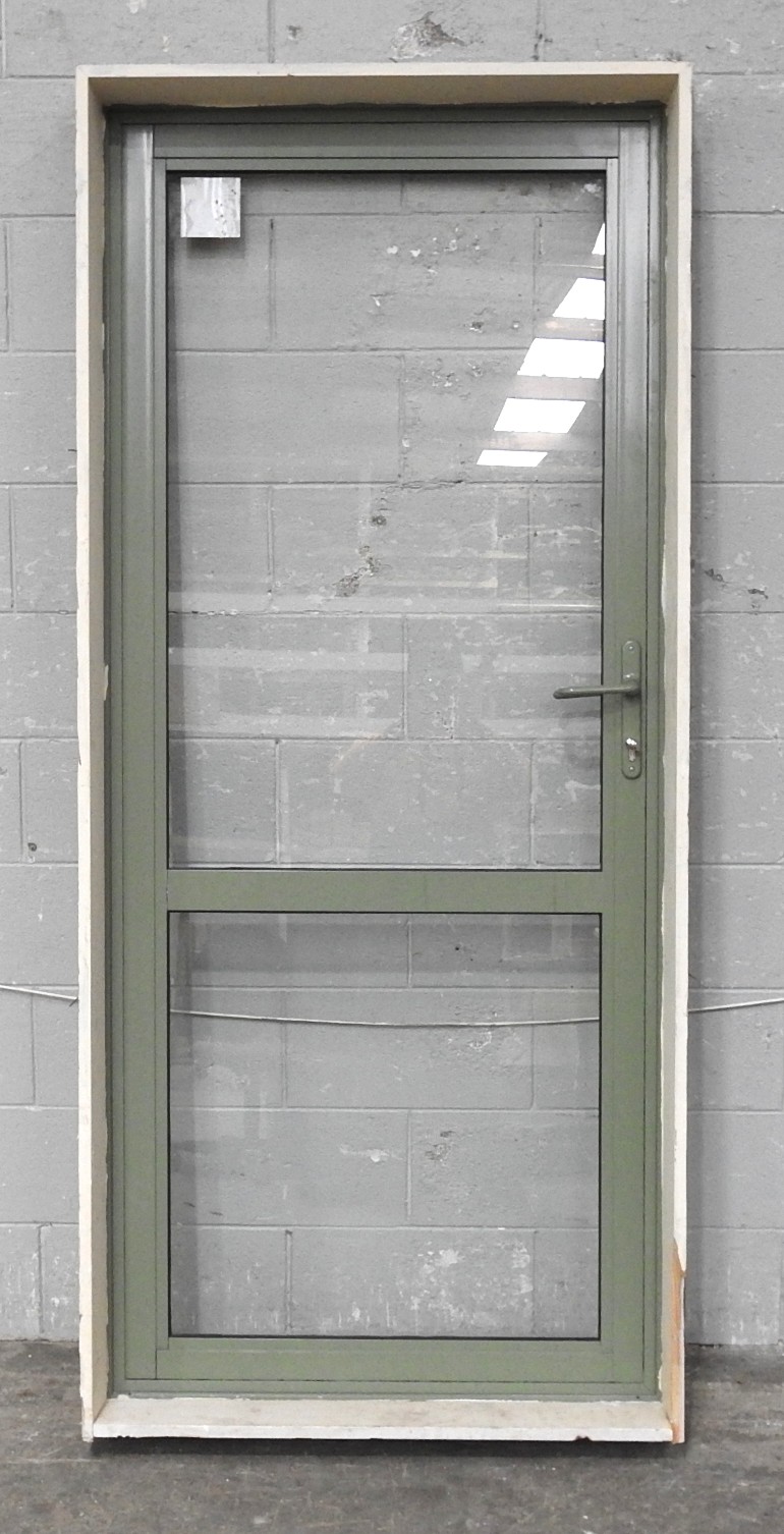 Mist Green Aluminium Door - Opens Out From Left