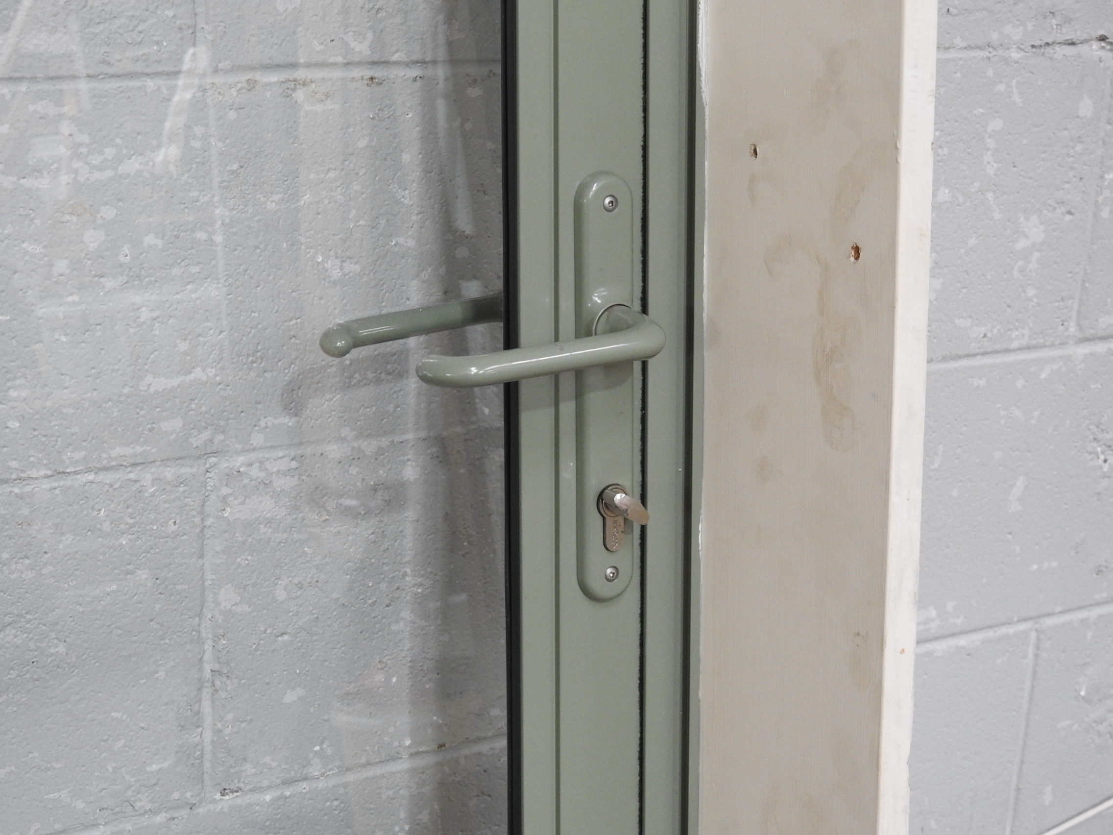 Mist Green Aluminium Door - Opens Out From Left