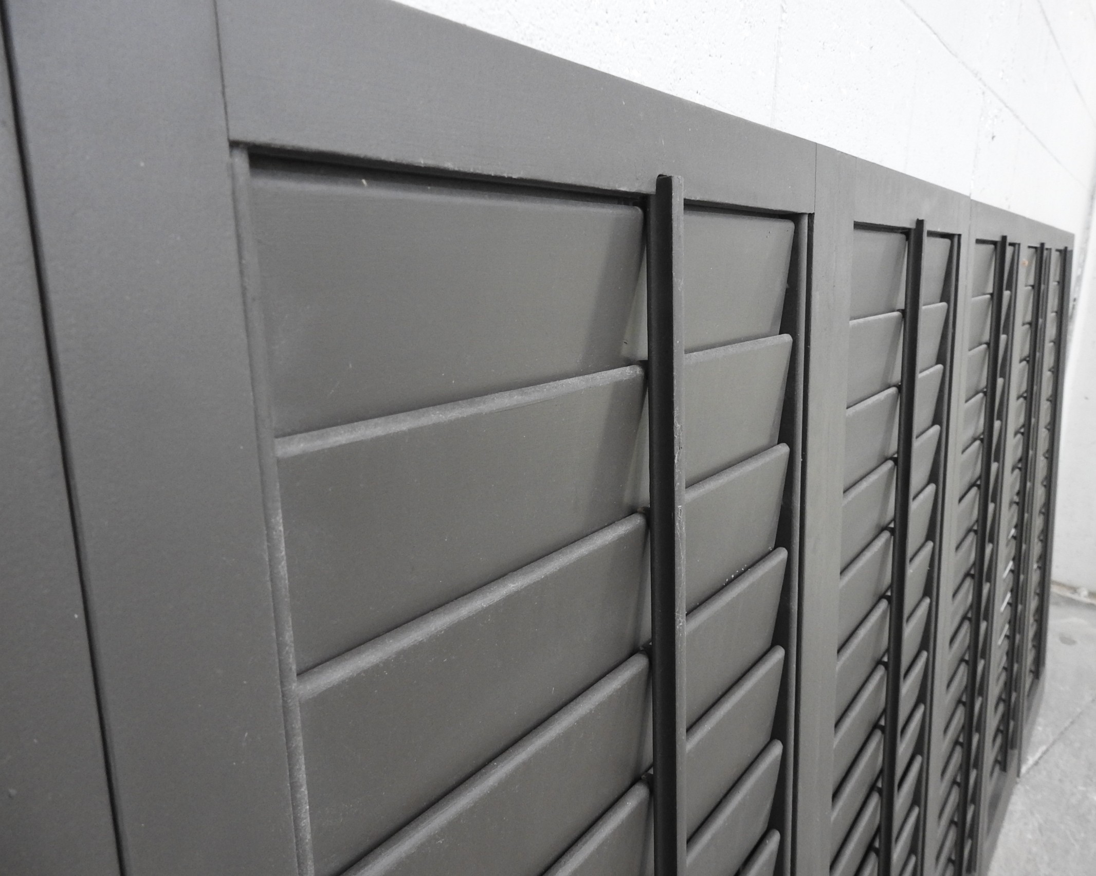 Cedar Louvre Articulating Shutters - Dark Stain Finish