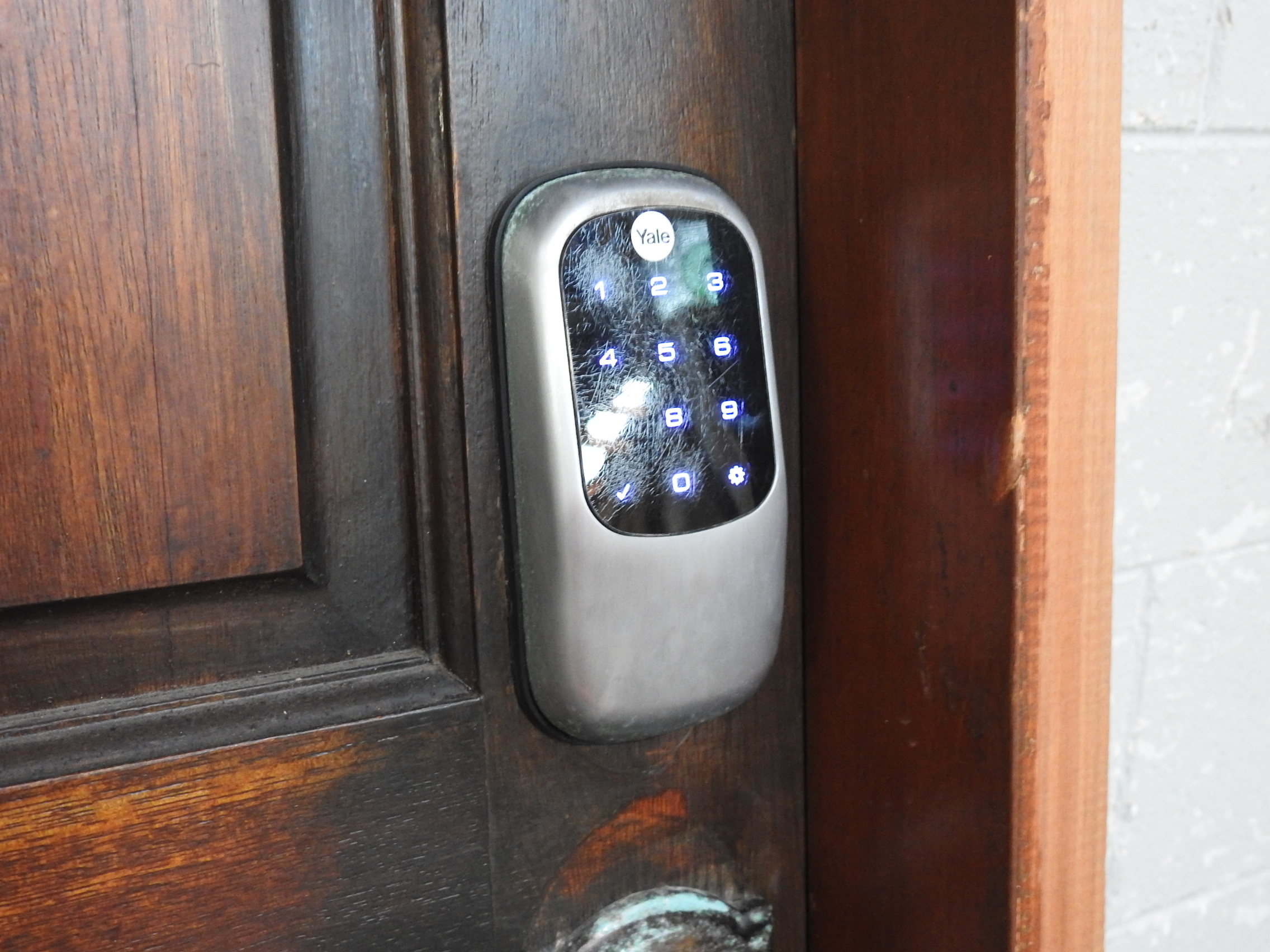 Wooden Exterior Fanlight Door Hung in Frame