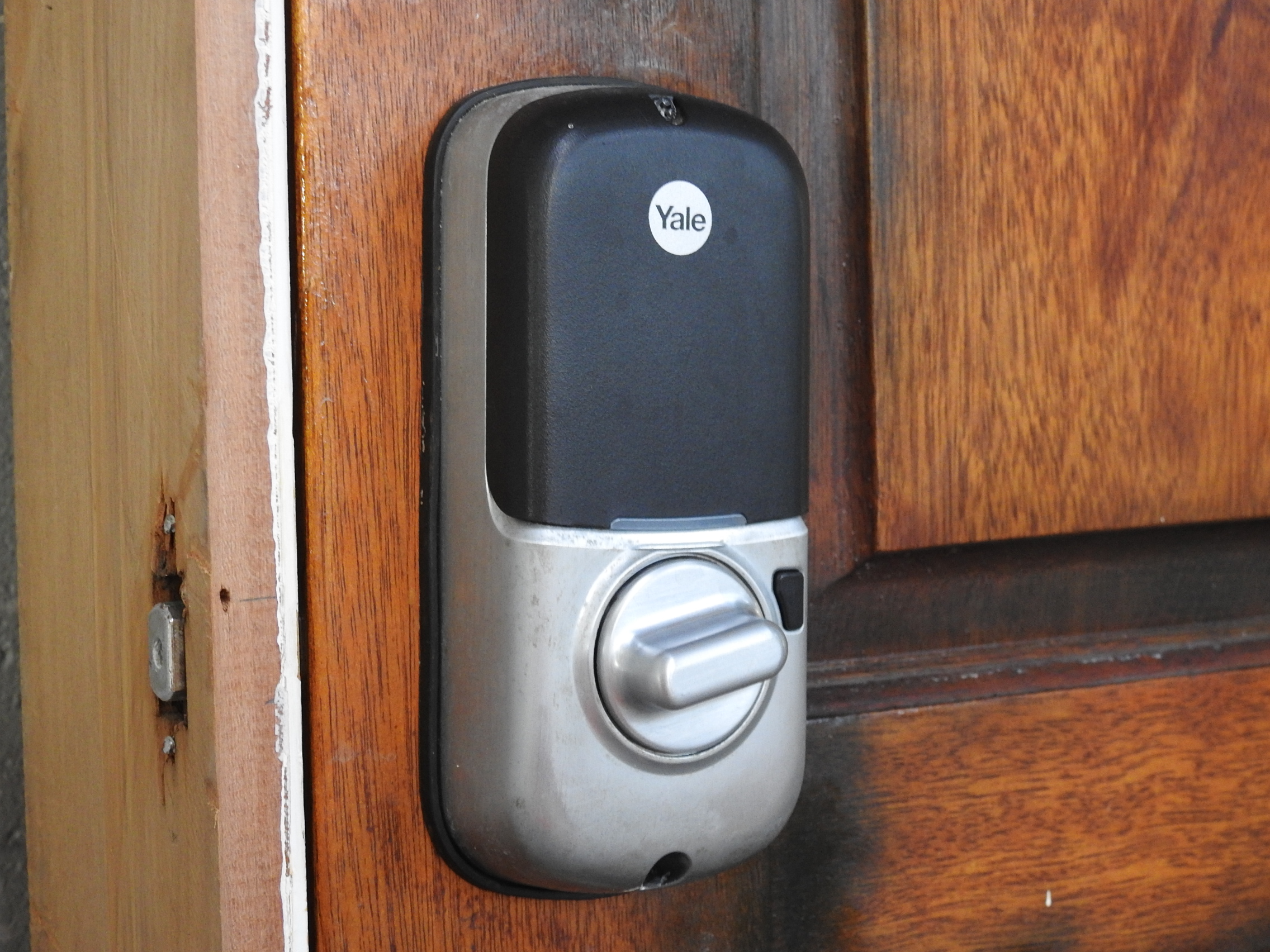 Wooden Exterior Fanlight Door Hung in Frame