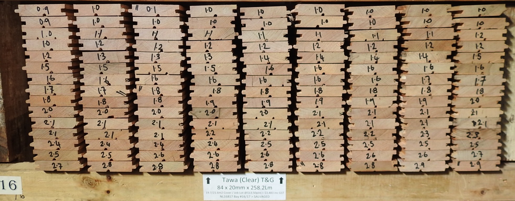 Tawa Tongue & Groove Flooring - 258Lm = 19m2 Job Lot