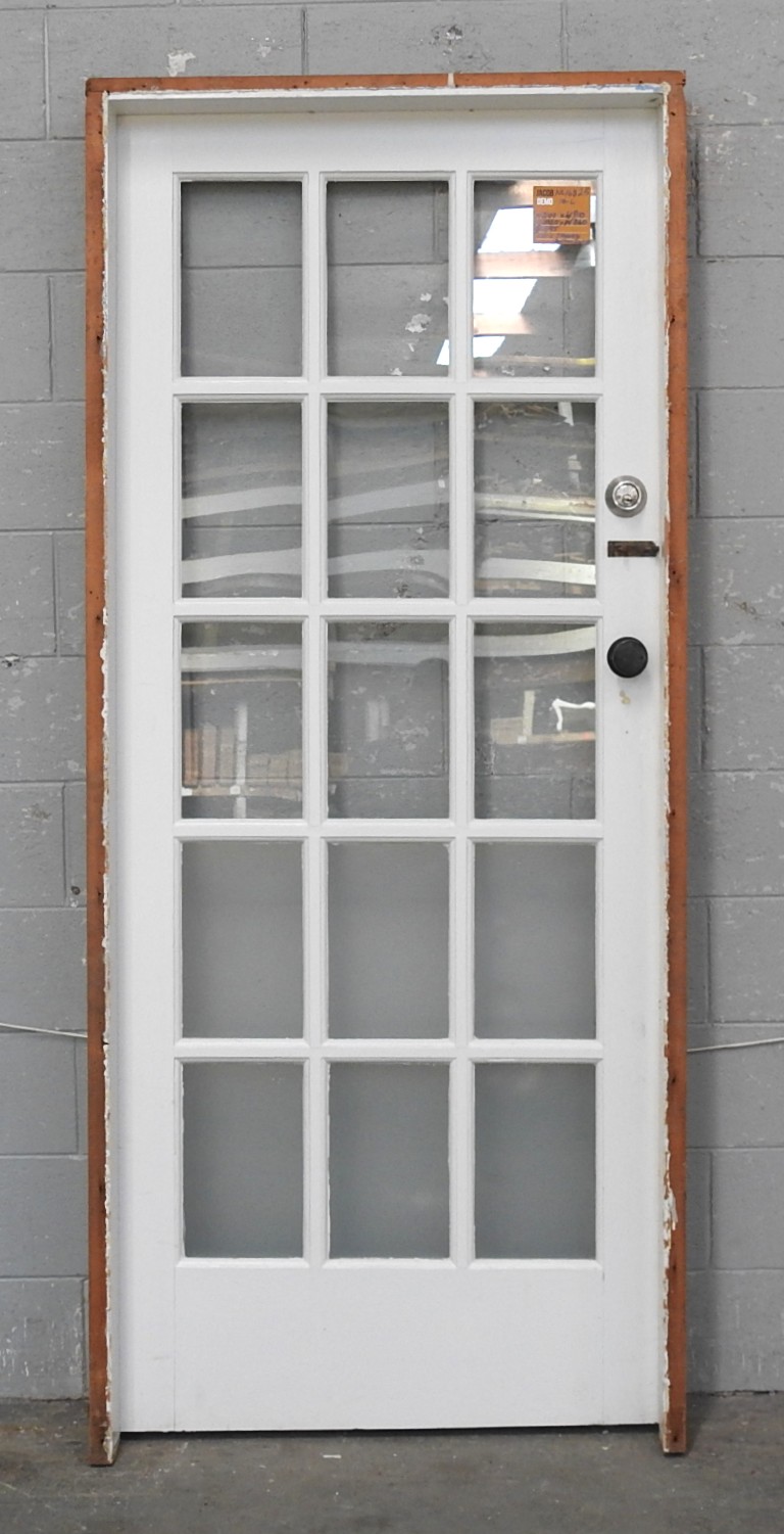 Wooden Bungalow 15-Light Entry Door - Hung