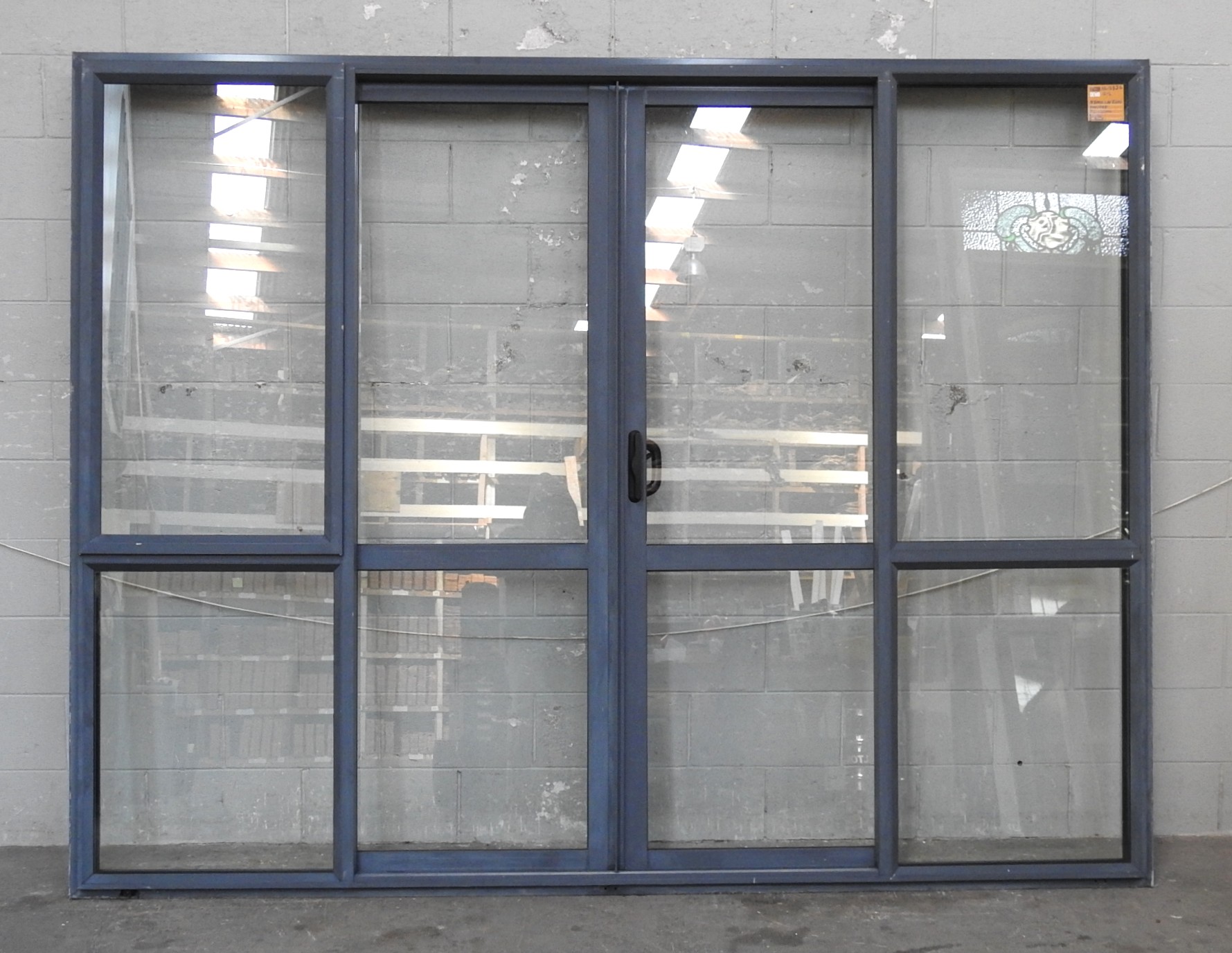 Denim Blue Aluminium Double Sliding Doors