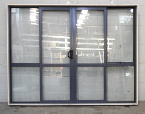 Denim Blue Aluminium Double Sliding Doors