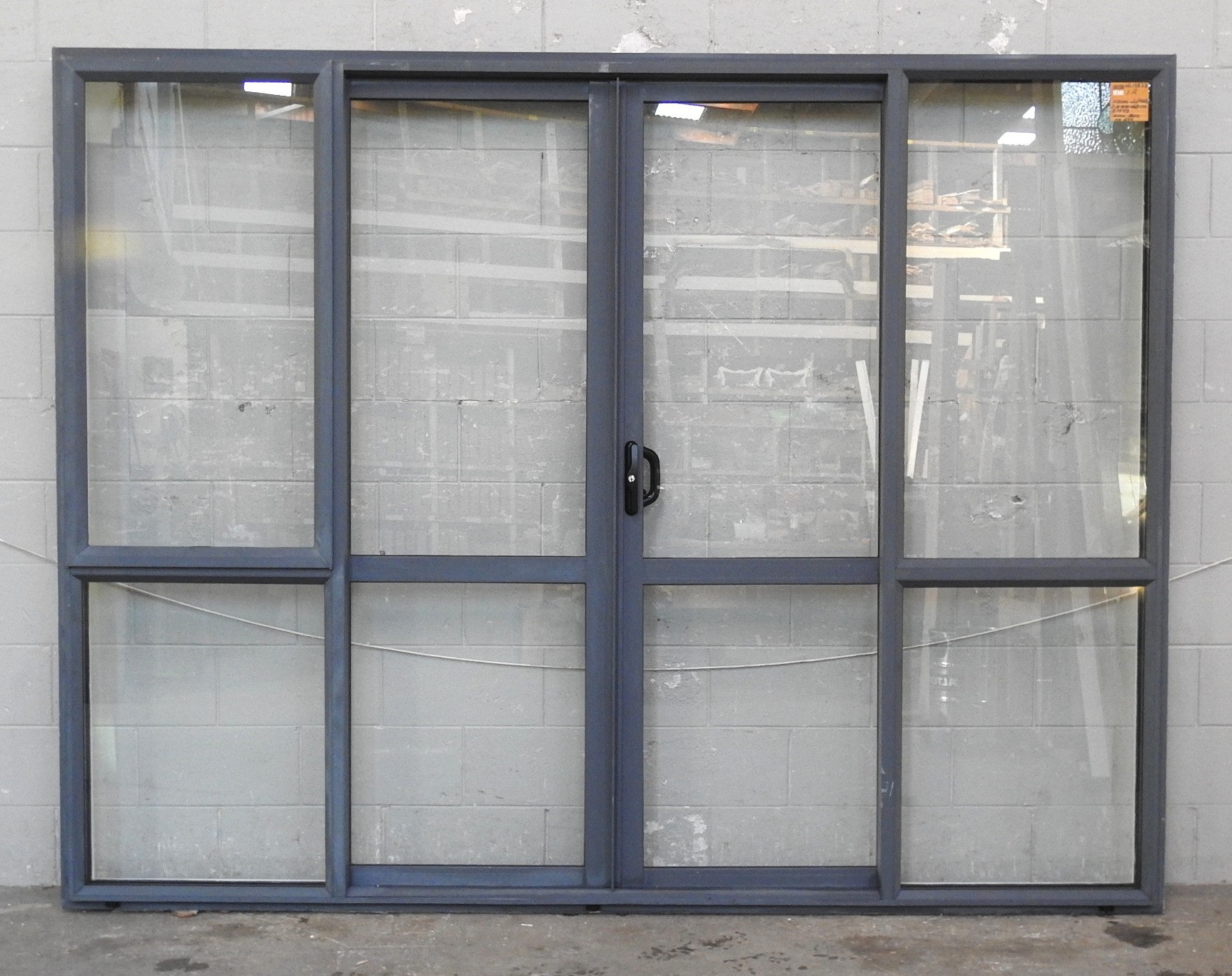 Denim Blue Aluminium Double Sliding Doors