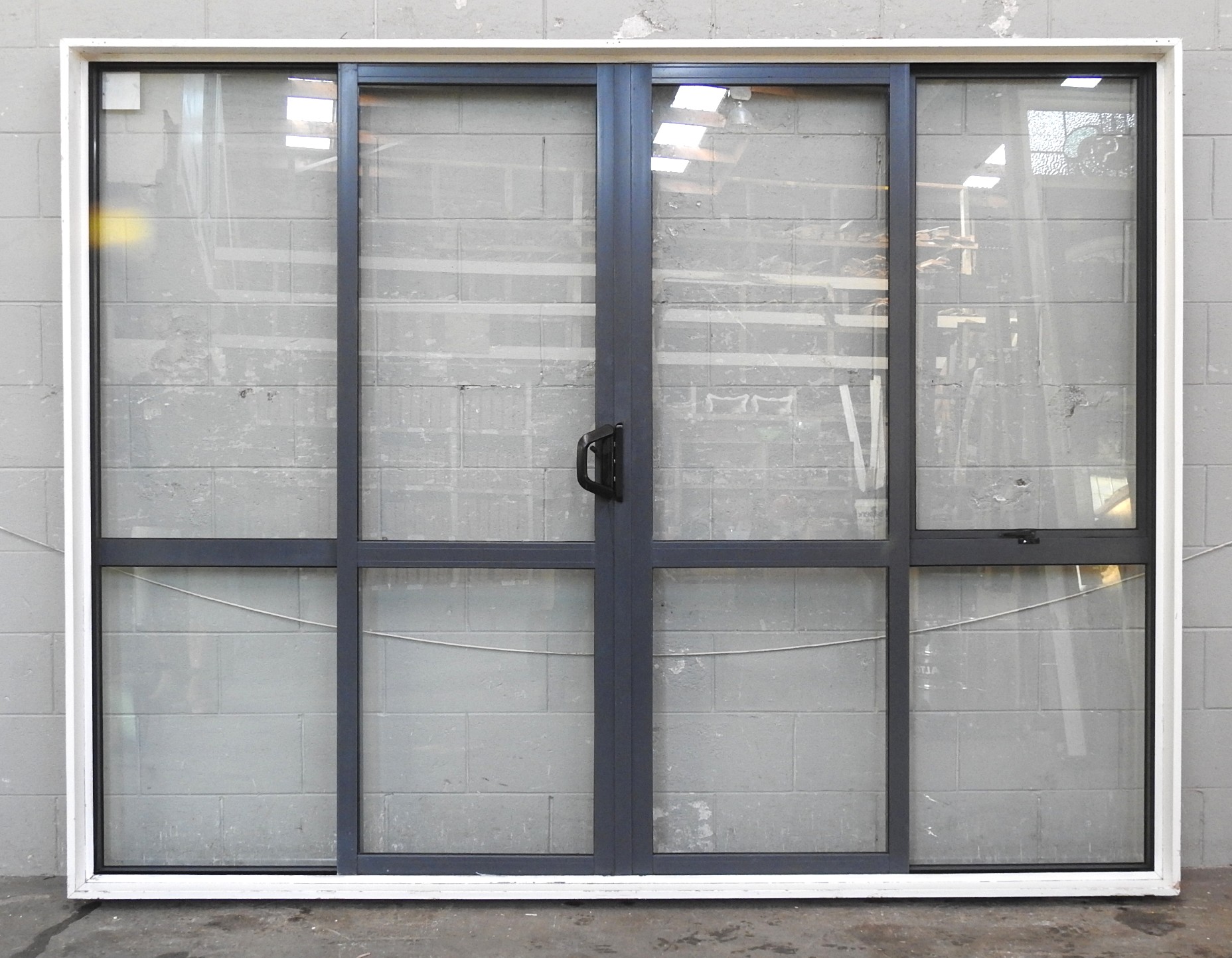 Denim Blue Aluminium Double Sliding Doors