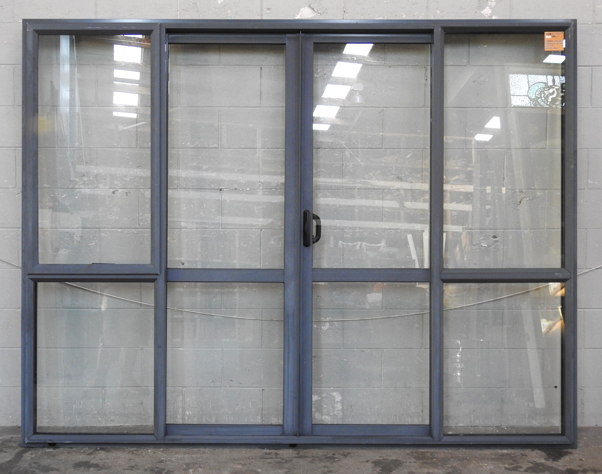 Denim Blue Aluminium Double Sliding Doors