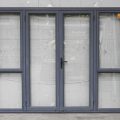 Denim Blue Aluminium French Doors With Sidelights