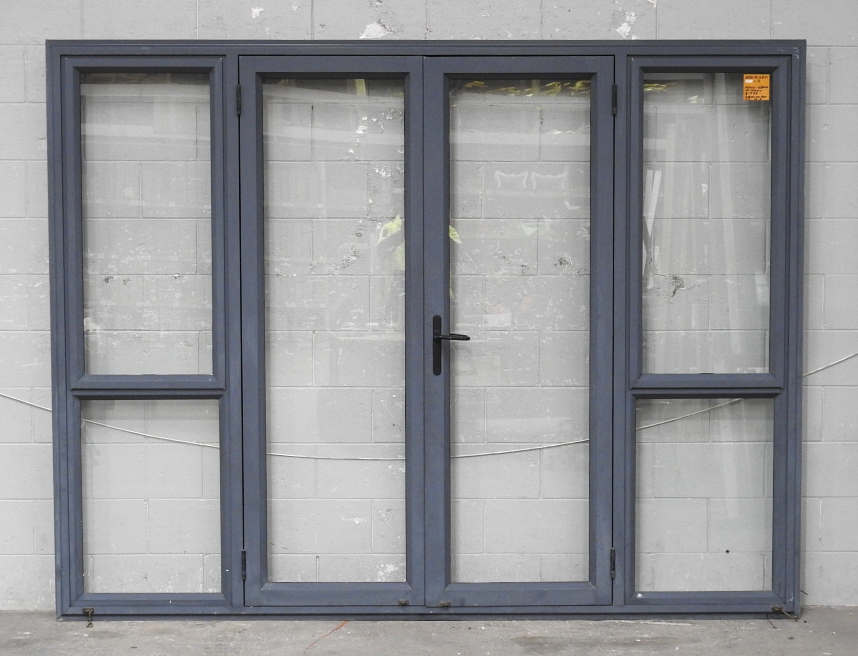 Denim Blue Aluminium French Doors With Sidelights