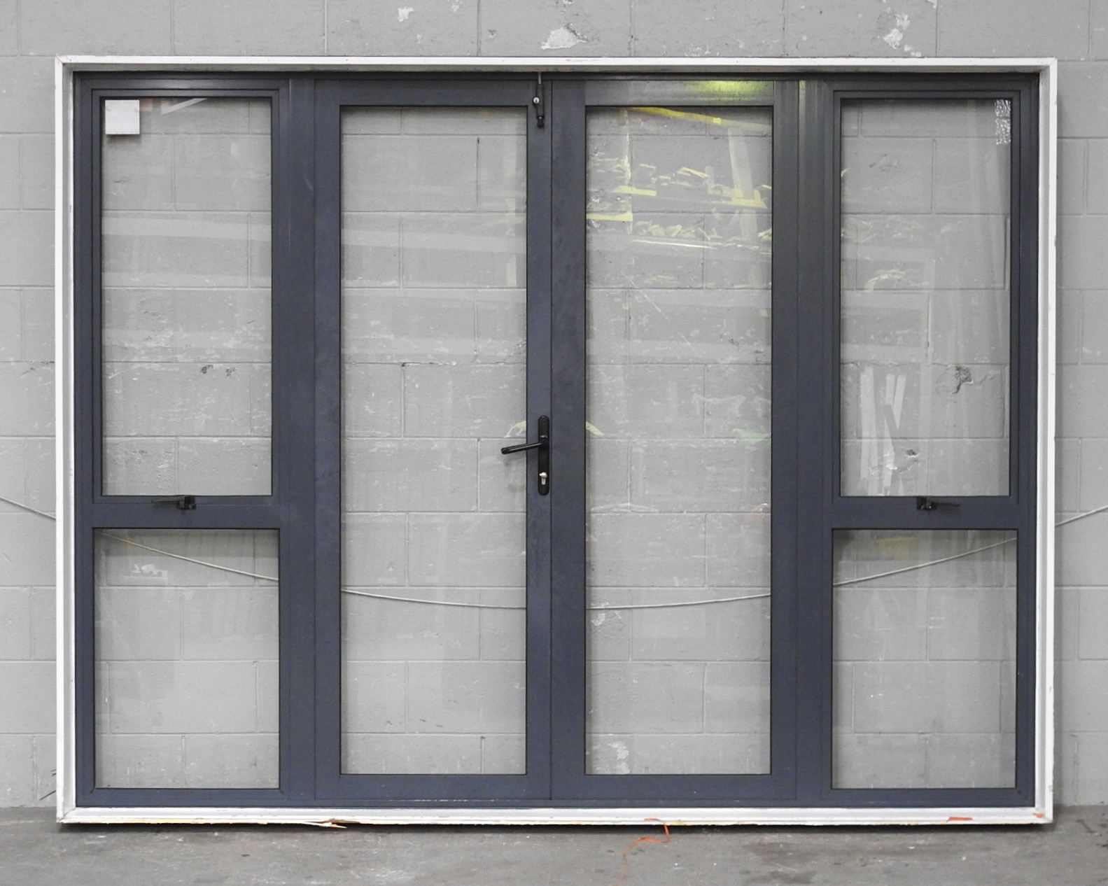 Denim Blue Aluminium French Doors With Sidelights