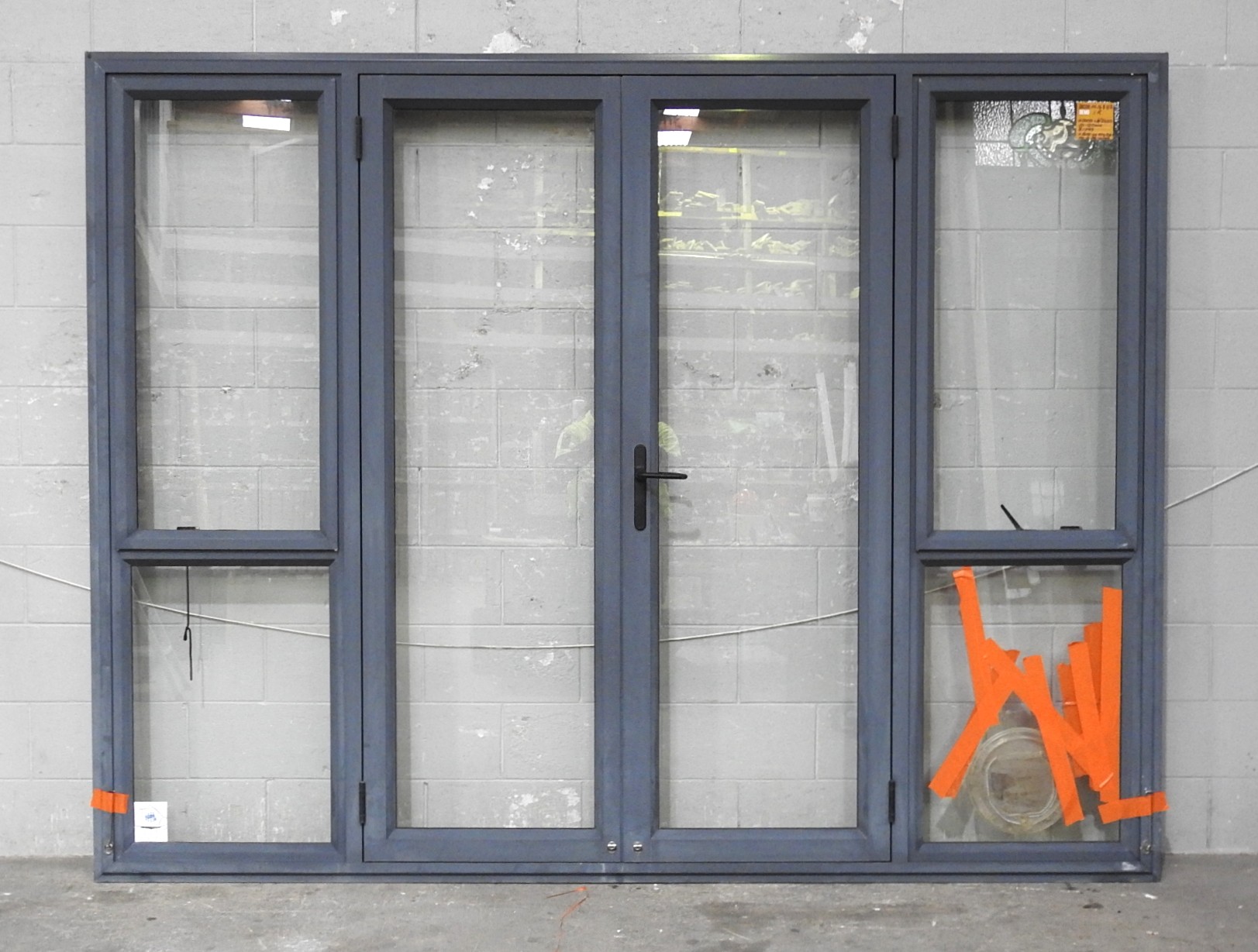 Denim Blue Aluminium French Doors With Sidelights
