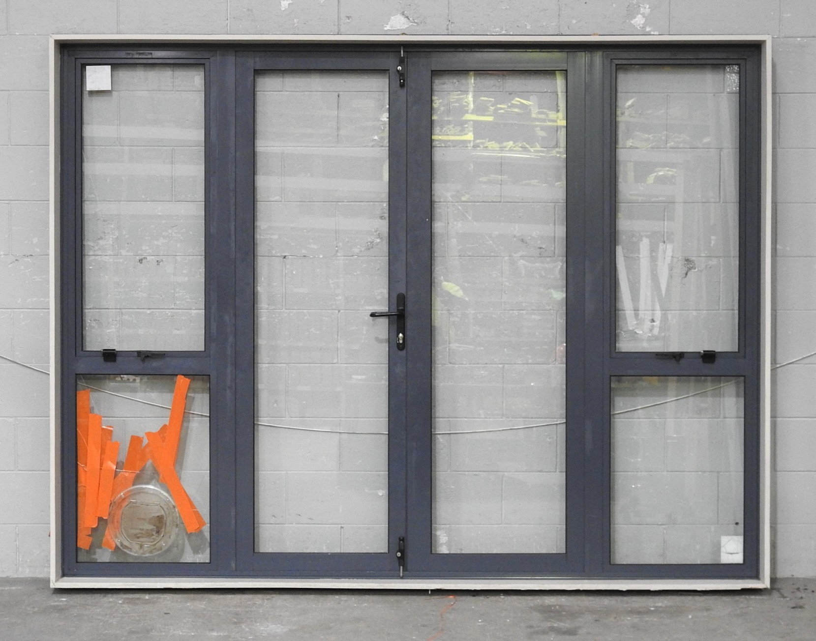 Denim Blue Aluminium French Doors With Sidelights