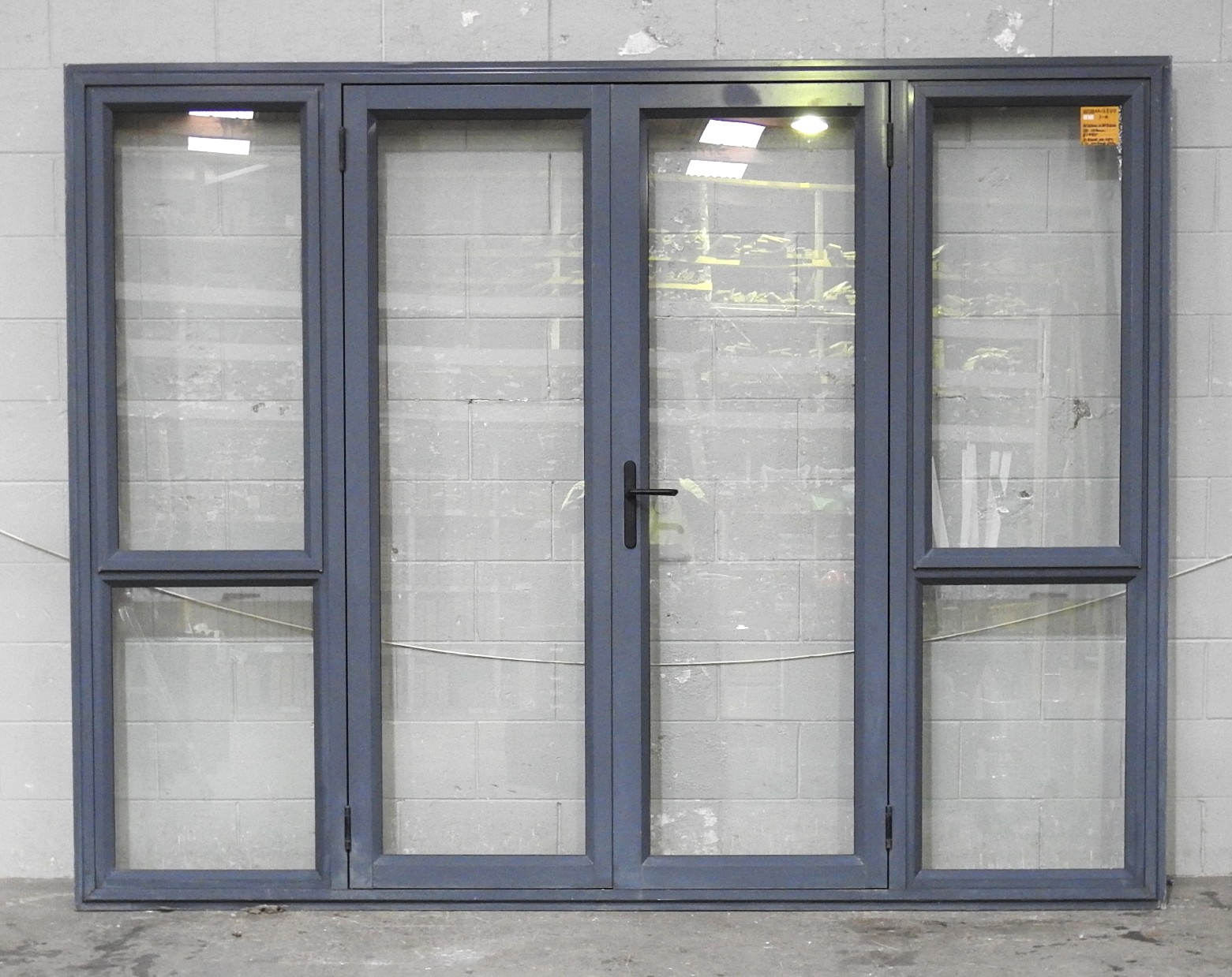 Denim Blue Aluminium French Doors With Sidelights