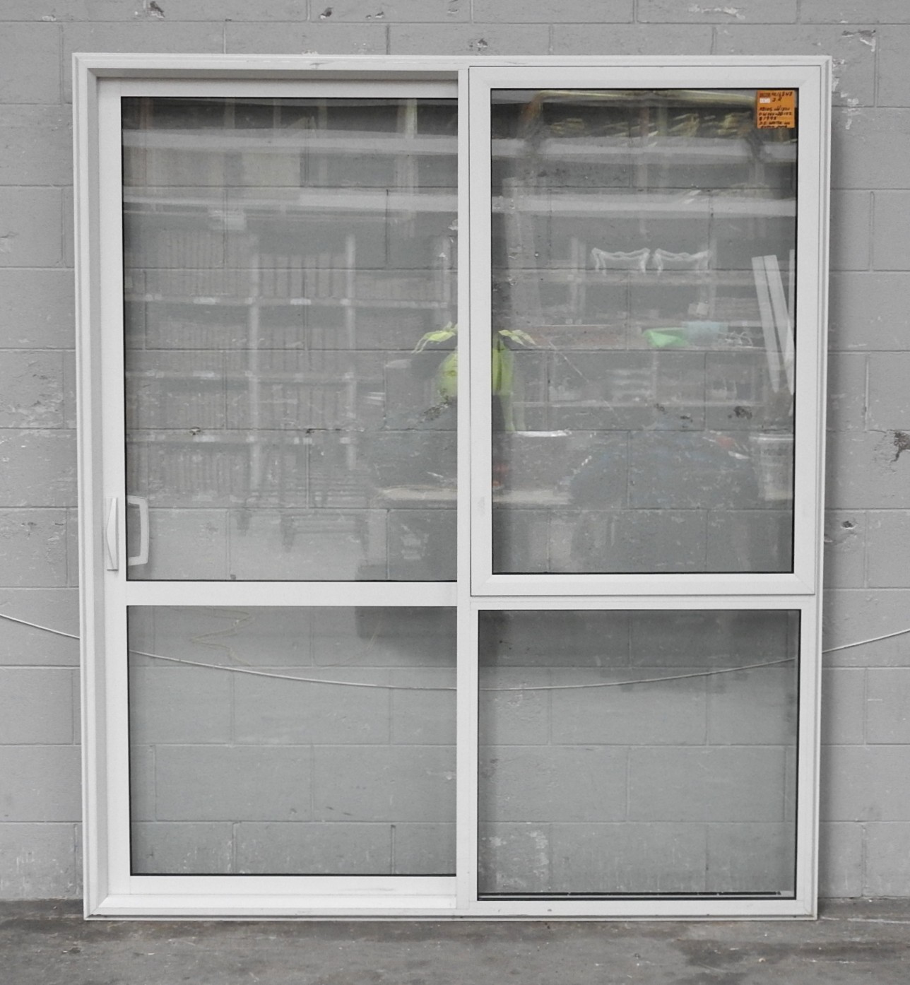 Off White Aluminium Sliding Door - Double Glazed
