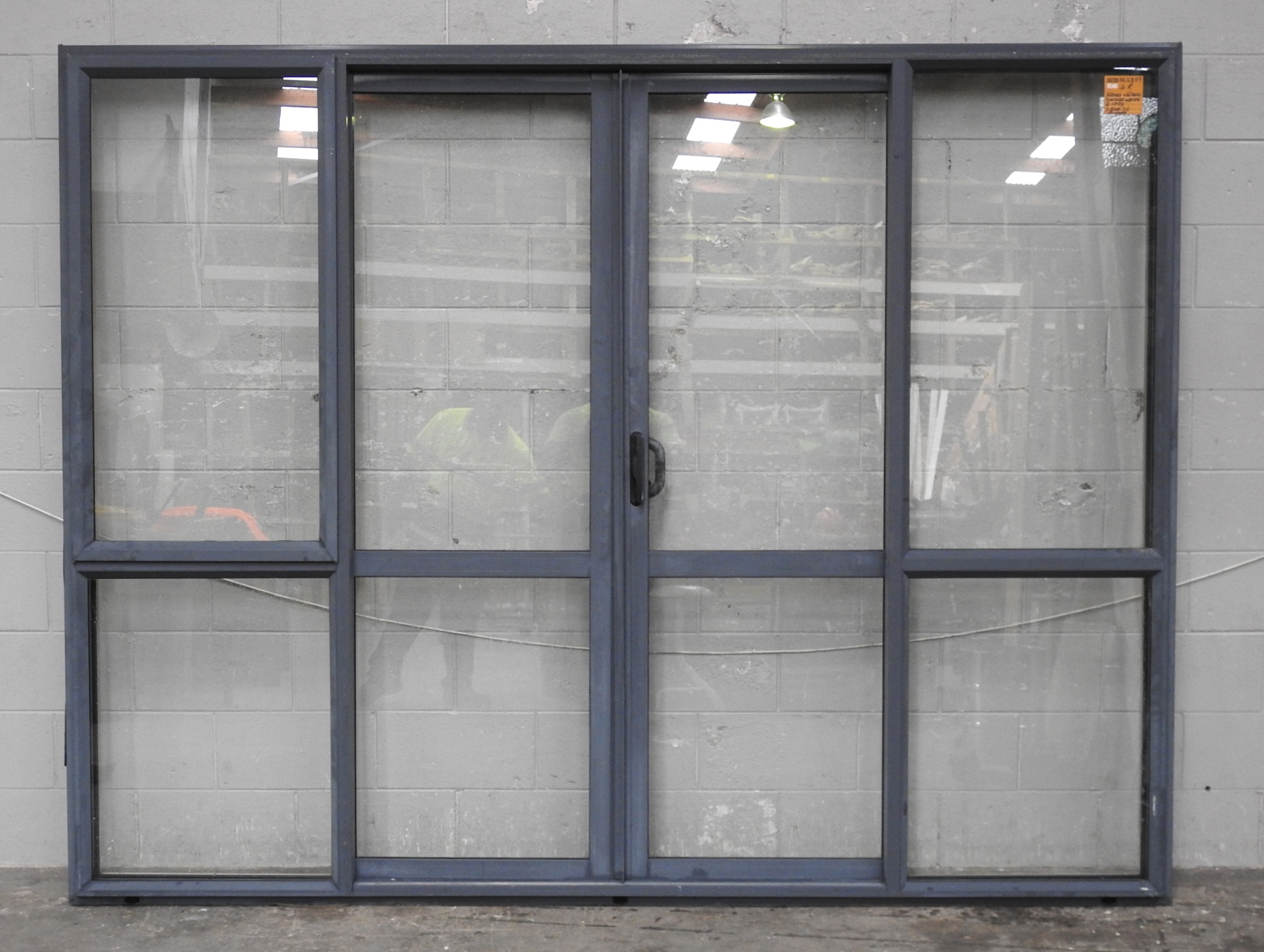 Denim Blue Aluminium Double Sliding Doors