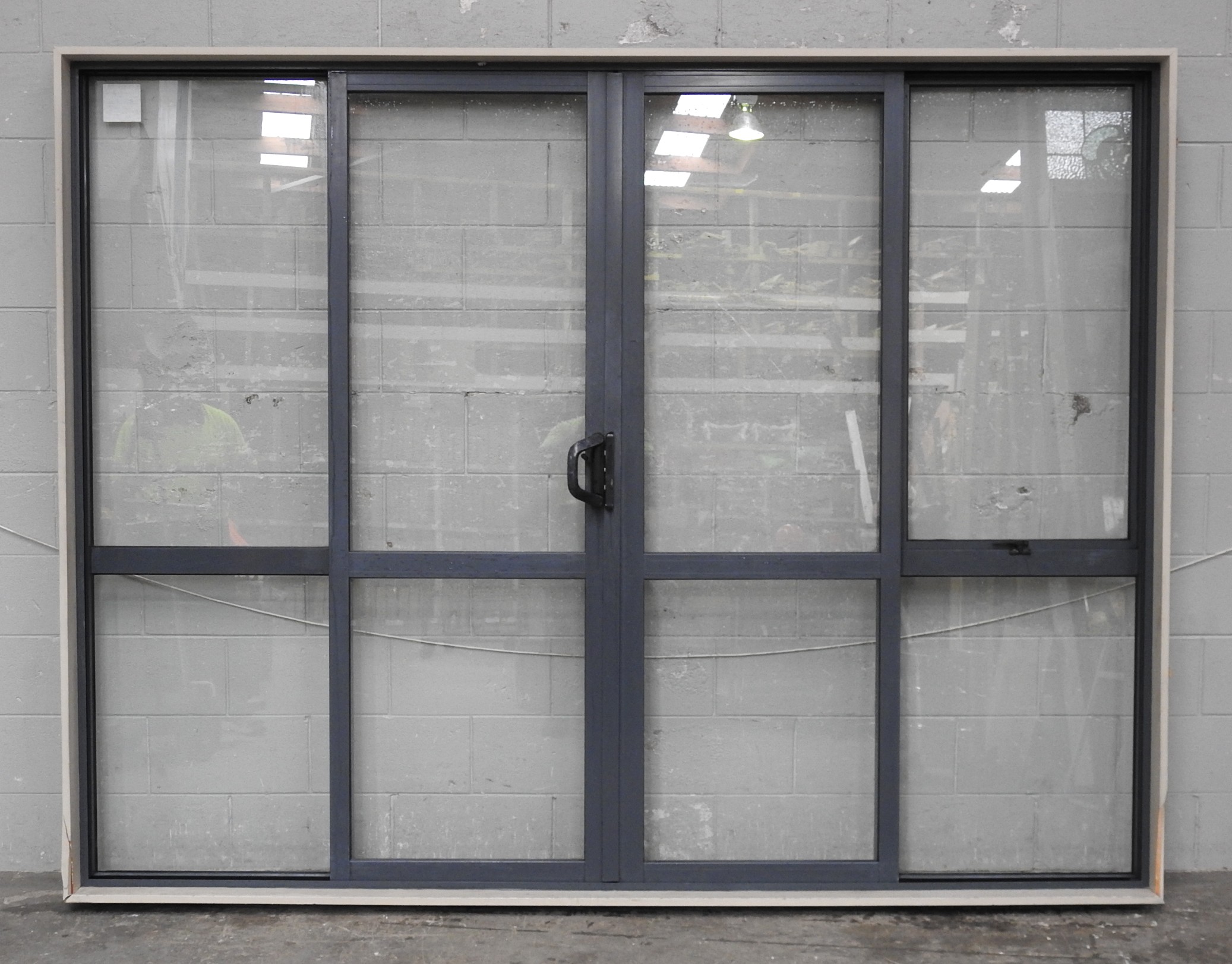 Denim Blue Aluminium Double Sliding Doors