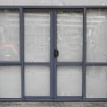 Denim Blue Aluminium Double Sliding Doors