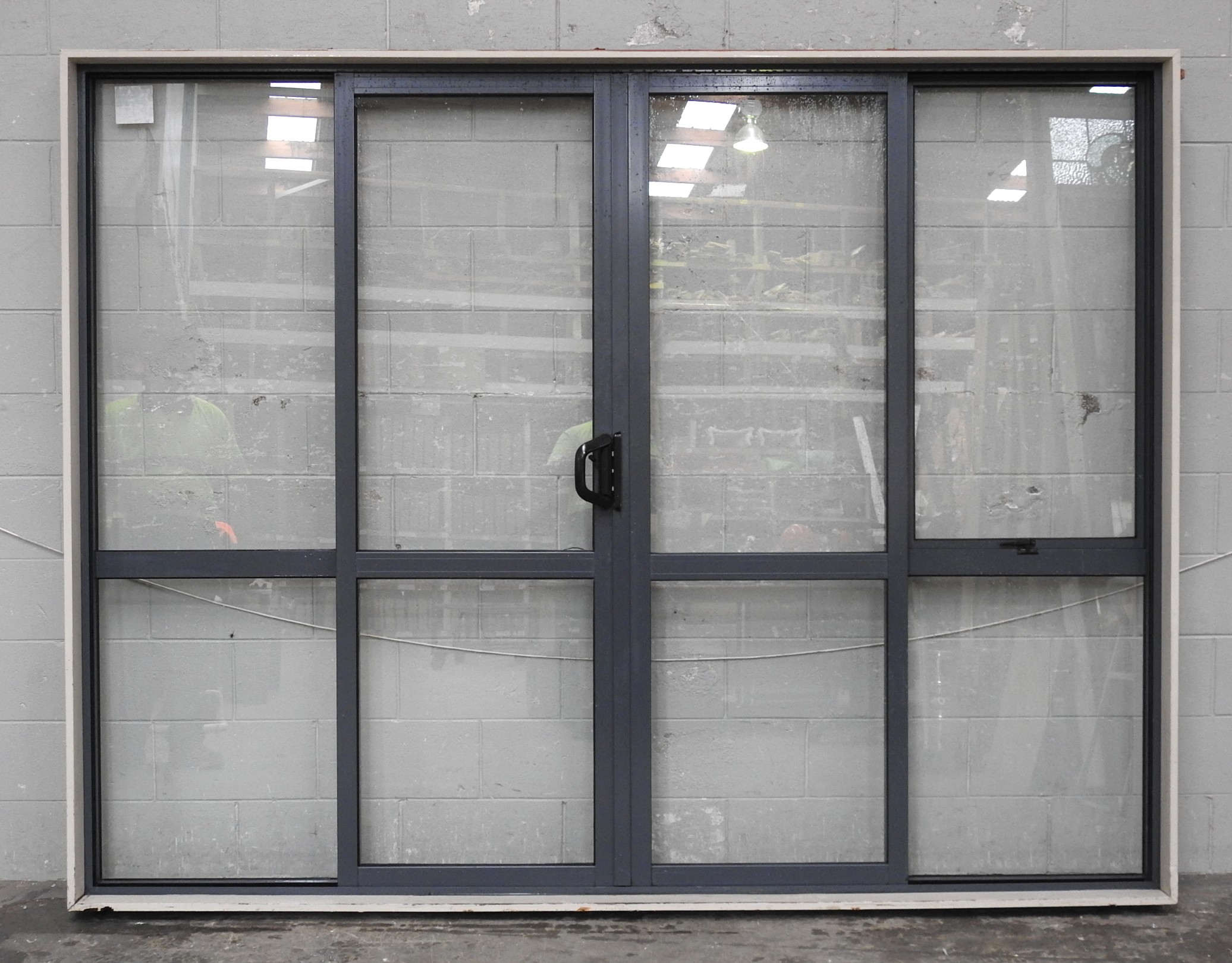 Denim Blue Aluminium Double Sliding Doors
