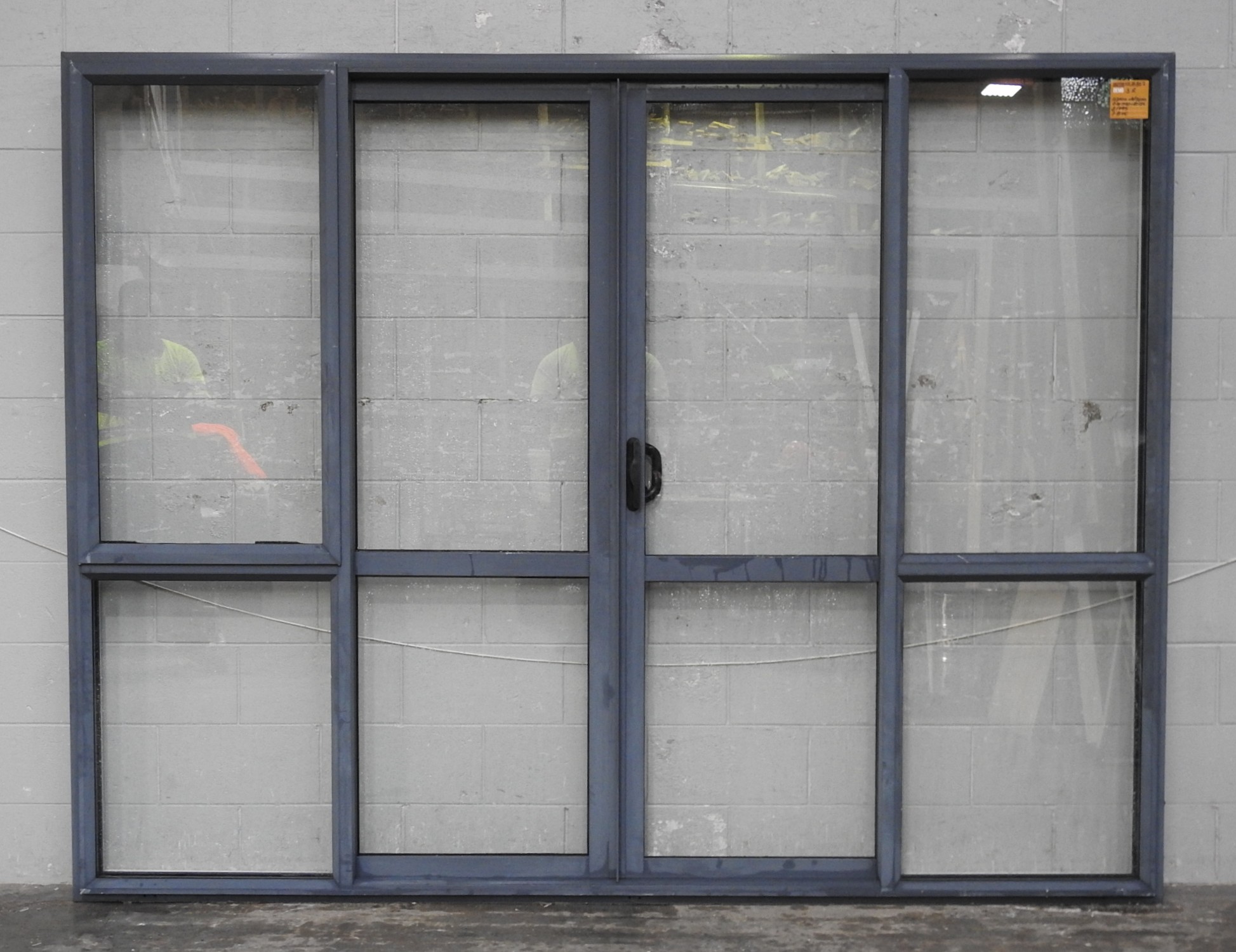 Denim Blue Aluminium Double Sliding Doors