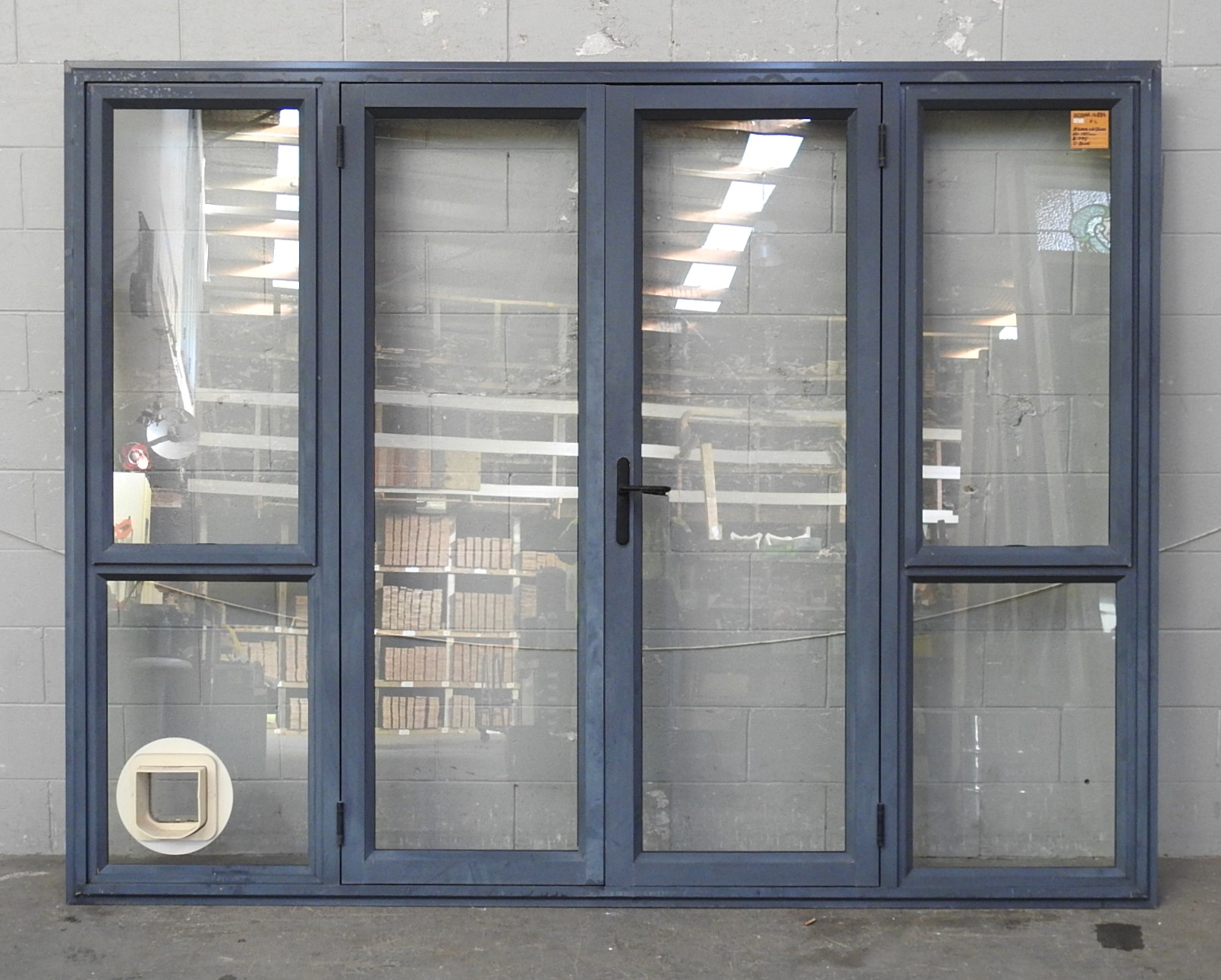 Denim Blue Aluminium French Doors With Sidelights