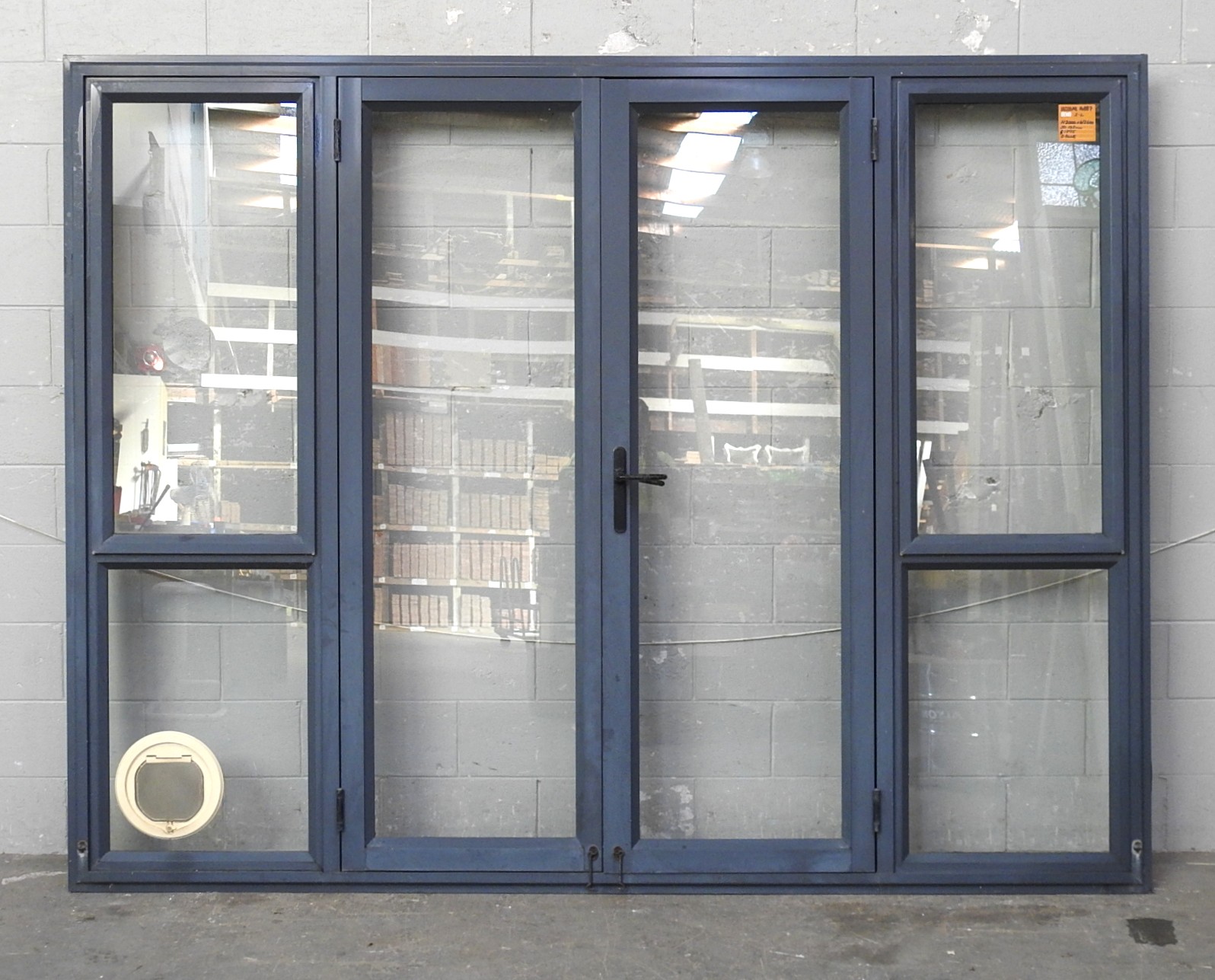 Denim Blue Aluminium French Doors With Sidelights